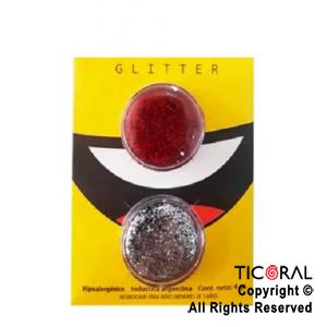MAQUILLAJE ARTISTICO GLITTER ROJO Y PLATA ( 2 - 4 GR)